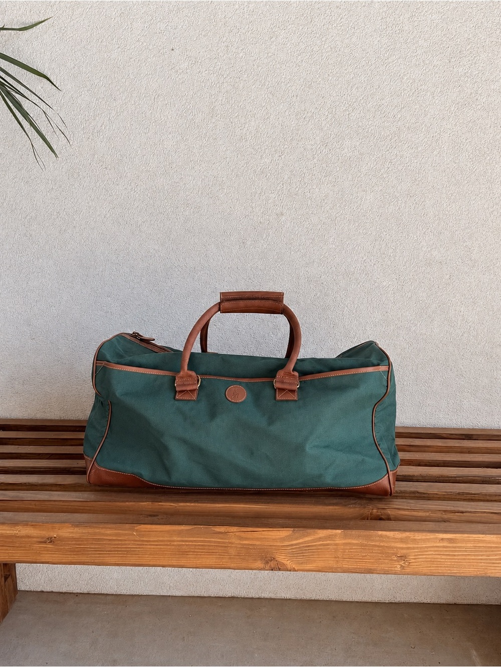 Polo by Ralph Lauren Green Canvas Travel Duffel with Brown Leather Trim